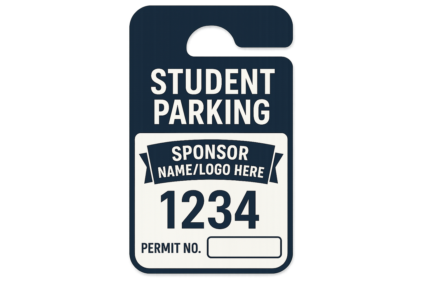 student parking tags with custom sponsor